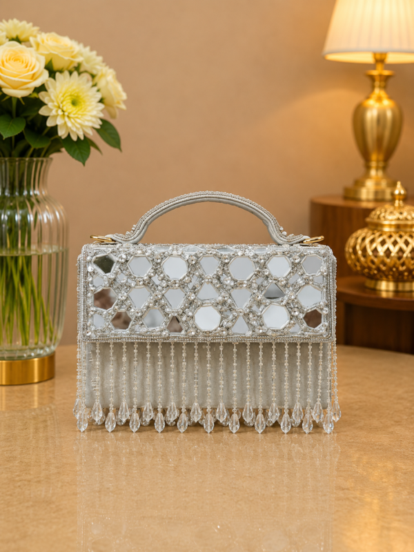 Mirror Work Handbag Silver