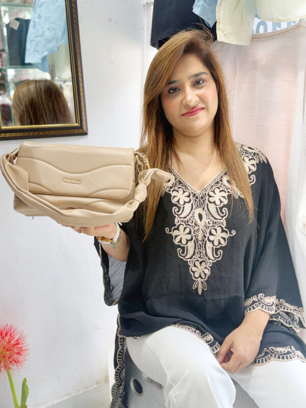 Luxury Beige Wave Shoulder Bag