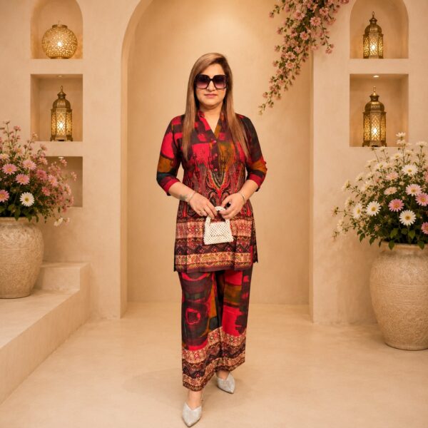 Rust Ethnic Print Cotton Co-ord Set | The Attractive Attire