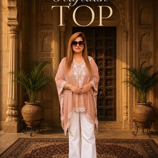 Blush Pink Embroidered Kaftaan Top | The Attractive Attire