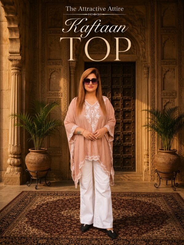 Blush Pink Embroidered Kaftaan Top | The Attractive Attire
