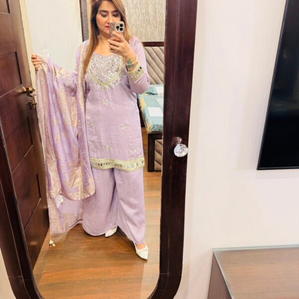 Mirror Work With Banarsi Dupatta