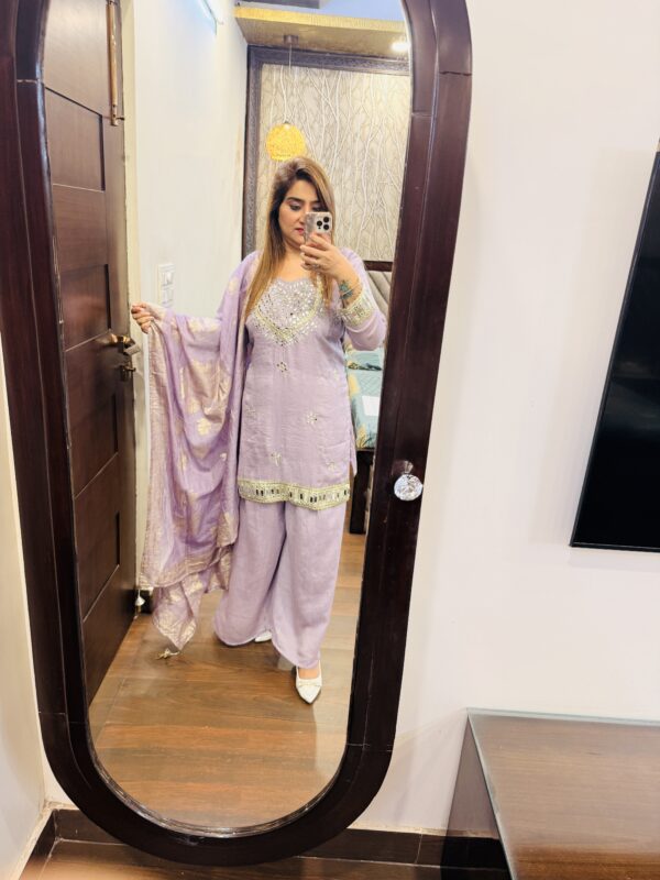 Mirror Work With Banarsi Dupatta - XL, Lavender