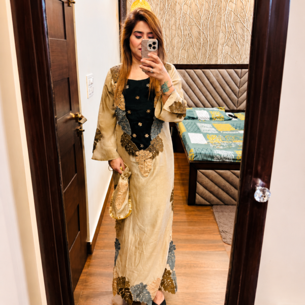 Kareena style slit dress with potli