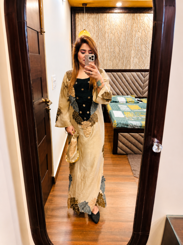 Kareena style slit dress with potli