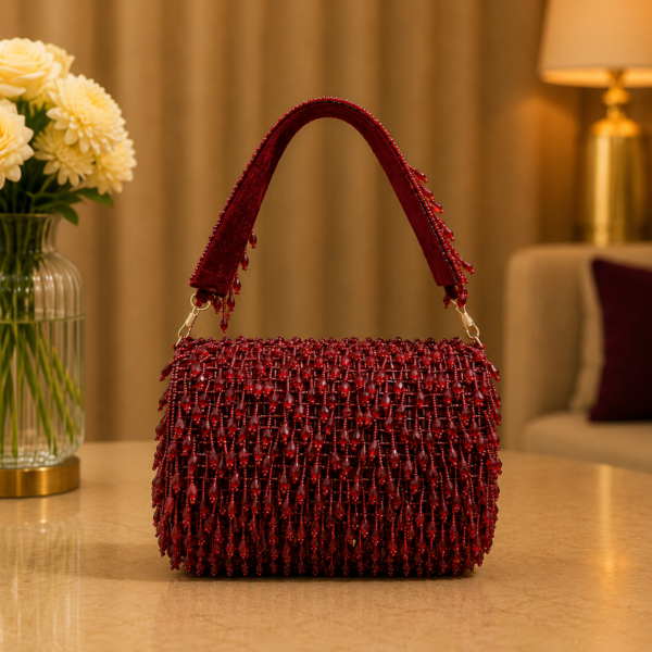 Ruby Red Beaded Party Bag