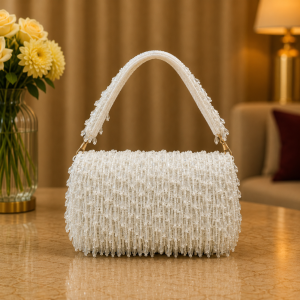 Pearl White Fringe Shoulder Bag