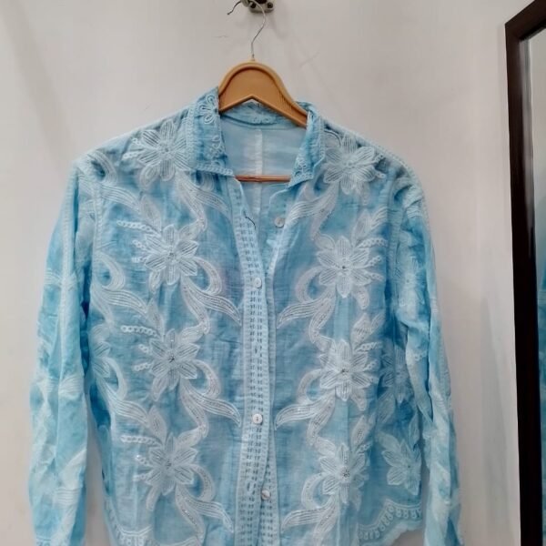 Premium Floral Embroidered Cotton Shirt