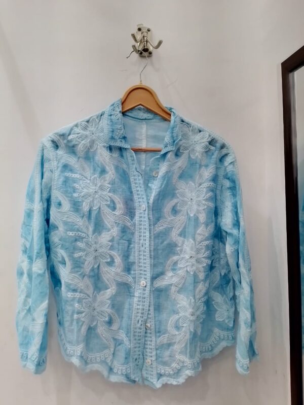 Premium Floral Embroidered Cotton Shirt