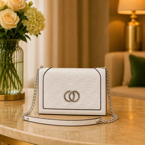 White Monogram Chain Sling Bag