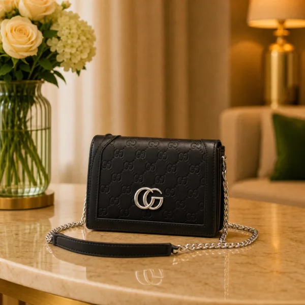 Black GG Chain Crossbody Bag
