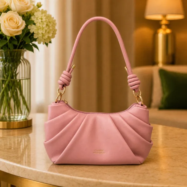Blush Pink Knot Handle Shoulder Bag