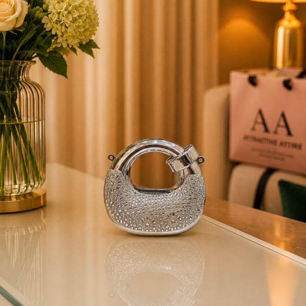 Luxury Silver Crystal Designer Mini Handbag for Women