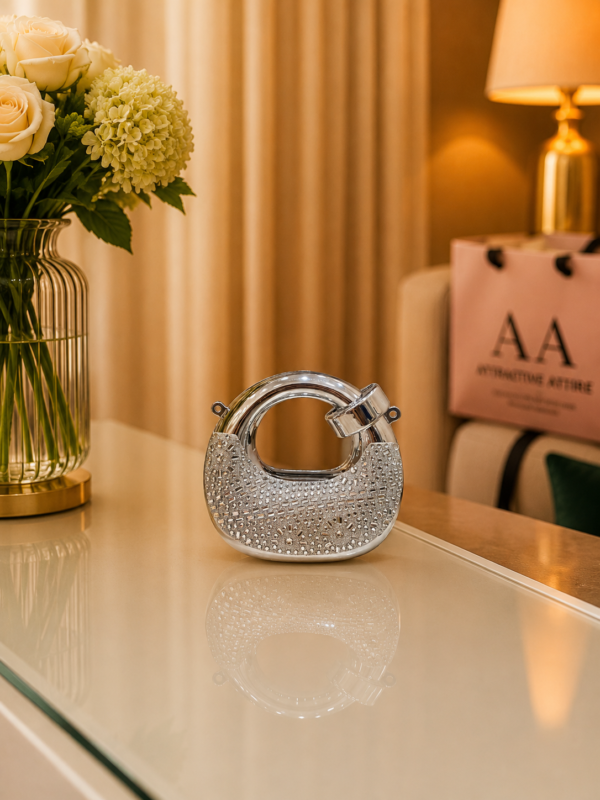 Luxury Silver Crystal Designer Mini Handbag for Women