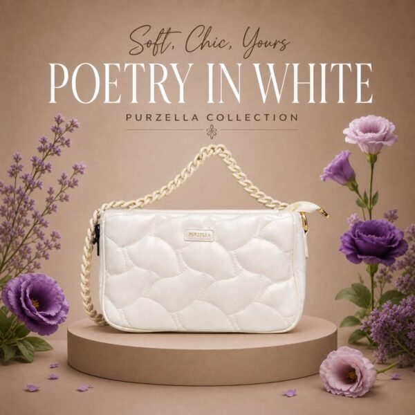 Classic Shoulder Bag for Women – Beige & White