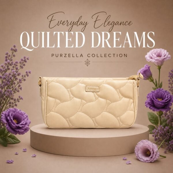 Classic Shoulder Bag for Women – Beige & White - Beige