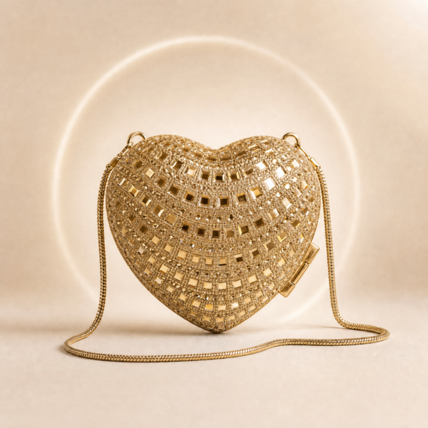 Luxury Golden Mini Heart Bag for Women