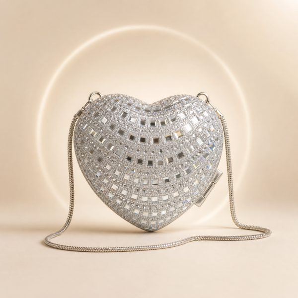 Luxury Silver Mini Heart Bag for Women