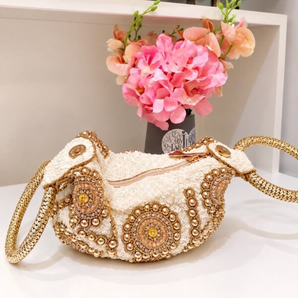 Ivory Luxe Handle Potli Bag