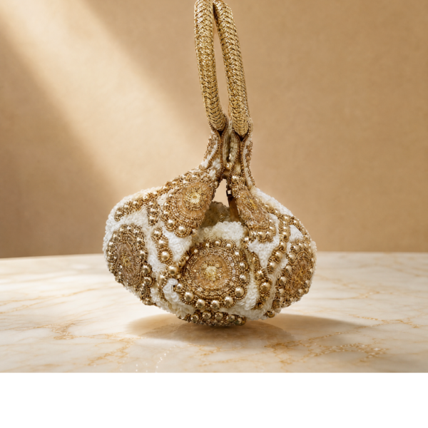 Ivory Luxe Handle Potli Bag