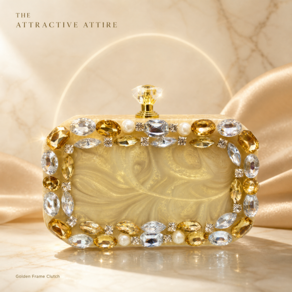 Golden Frame Statement Clutch