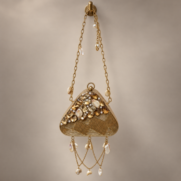 Antique Gold Triangle Dangle Bag