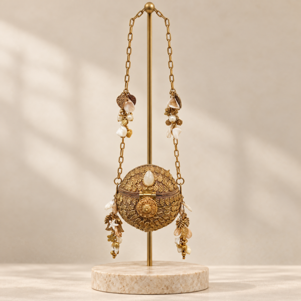 Antique Gold Charm Chain Potli Bag