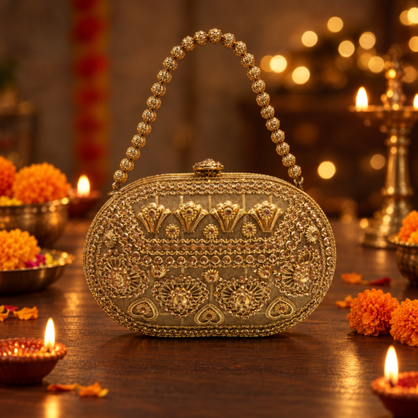 Brass Floral Clutch