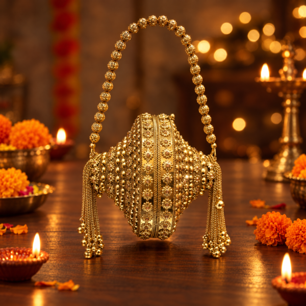 Gold Bead Handle Bag