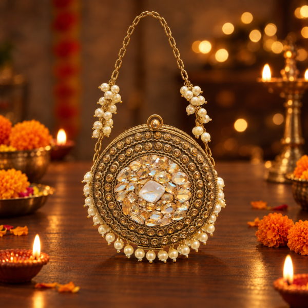 Pearl Edge Crystal Clutch